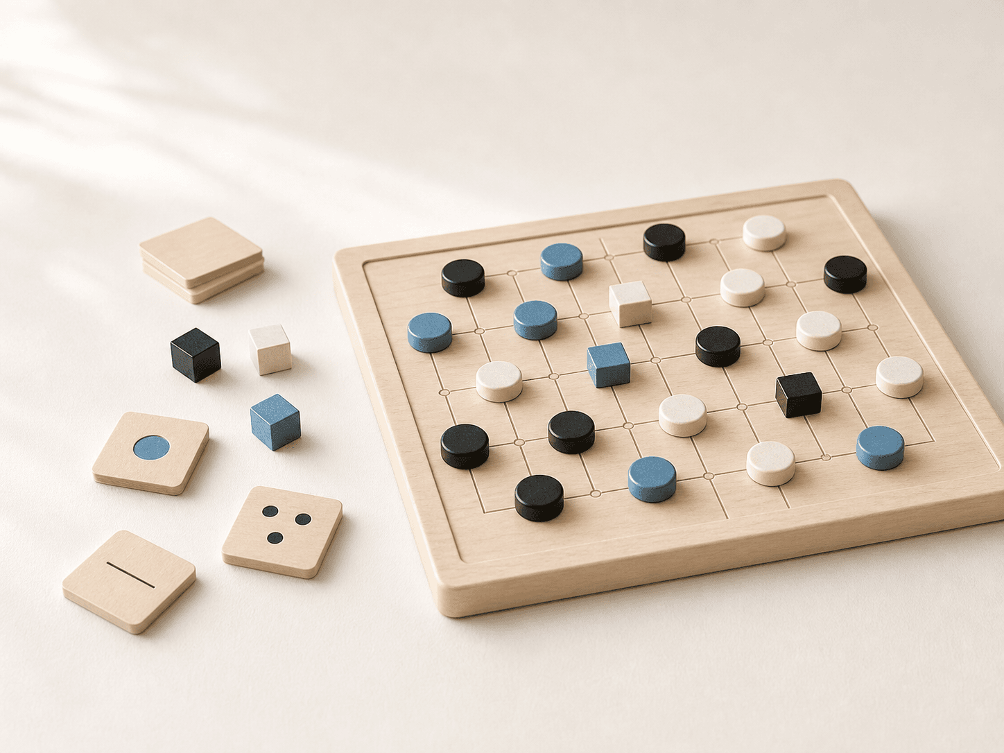 Piezas de un juego de mesa sobre un tablero